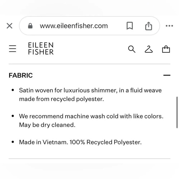 EILEEN FISHER NWOT Recycled Polyester Satin Shirtdress in‎ Serrano - Picture 10 of 10